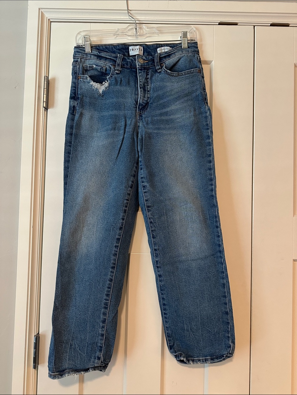 FRAY High-Rise Straight-Leg Jeans in Blue